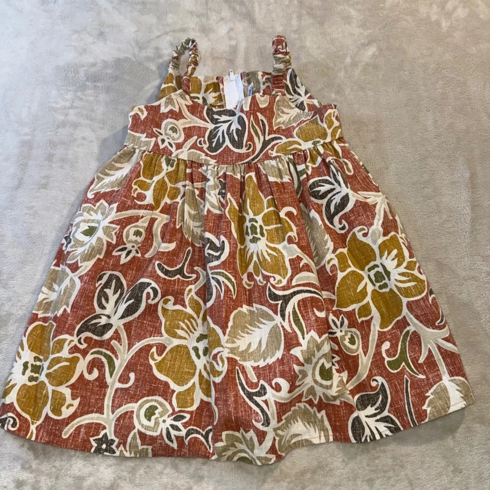Reyn Spooner Vintage Girls 4T Hawaiian Floral Sun Dress Terracotta Cotton Blend